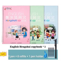 image-3 Books/Set English Italic Groove Practice Copybook Handwriting Practice Book English Calligraphy Alphabet Word Reusable Book
