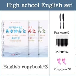 image-3 Books/Set English Italic Groove Practice Copybook Handwriting Practice Book English Calligraphy Alphabet Word Reusable Book