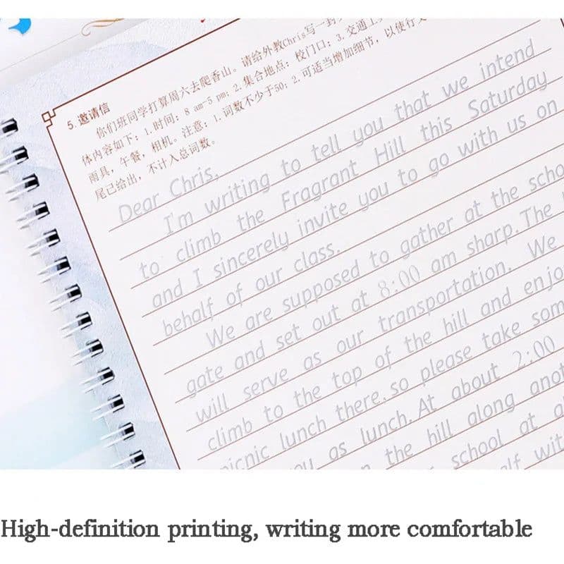 image-3 Books/Set English Italic Groove Practice Copybook Handwriting Practice Book English Calligraphy Alphabet Word Reusable Book