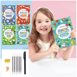 image-4 Books Reusable Magic Copybook Calligraphy Learning English Painting Practice Book For Calligraphy Writing For 3-8 Years Kids