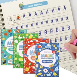 image-4 Books Reusable Magic Copybook Calligraphy Learning English Painting Practice Book For Calligraphy Writing For 3-8 Years Kids