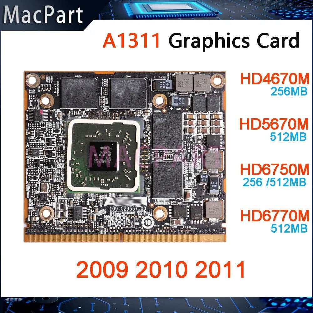 image-Original HD4670M HD5670M HD6750M HD6770M 256MB 512MB Video Card For Apple iMac 21.5" A1311 Graphic Card 2009 2010 2011 Years