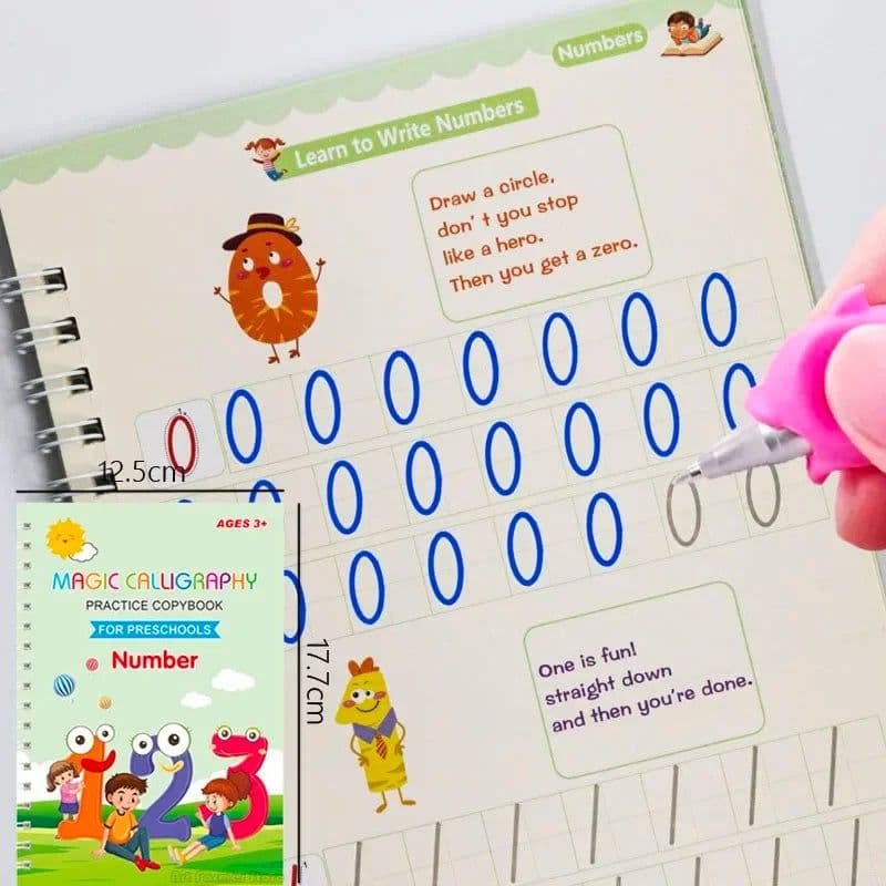 image-Reusable Learning Math English Groove Calligraphy Book Drawing Copybook Numbers Education for Kids Practice Toy Copybook