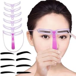 image-1 Set Reusable 8 In1 Eyebrow Shaping Template Helper Eyebrow Stencils Kit Grooming Card Eyebrow Defining Makeup Tools
