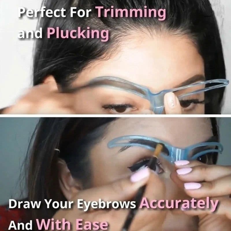 image-1 Set Reusable 8 In1 Eyebrow Shaping Template Helper Eyebrow Stencils Kit Grooming Card Eyebrow Defining Makeup Tools