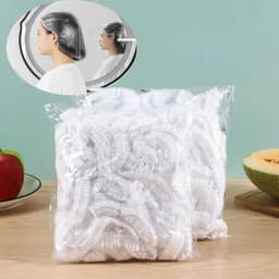 image-100pcs Disposable Shower Cap Elastic Mesh Shape Non-woven Bath Hat for Eyelash Extension Clear Waterproof Hair Hat Shower Cap