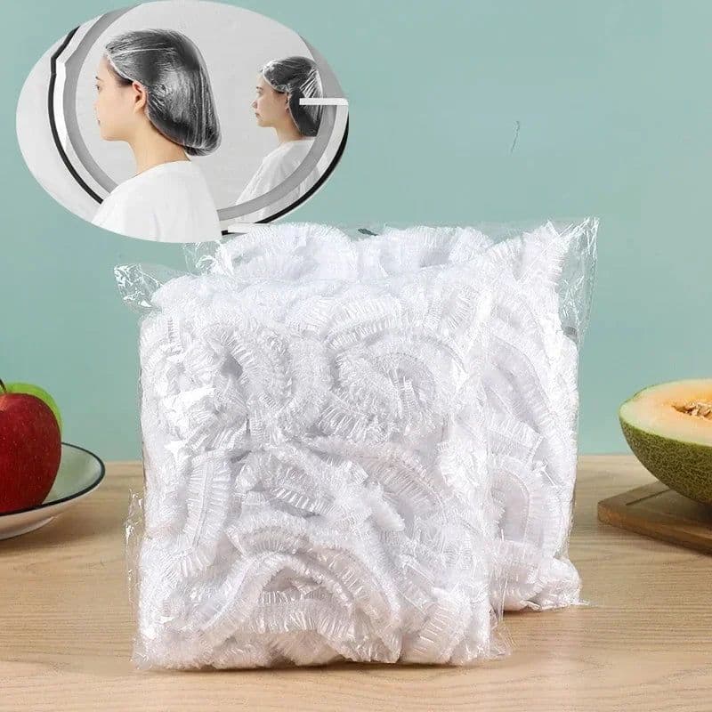 image-100pcs Disposable Shower Cap Elastic Mesh Shape Non-woven Bath Hat for Eyelash Extension Clear Waterproof Hair Hat Shower Cap