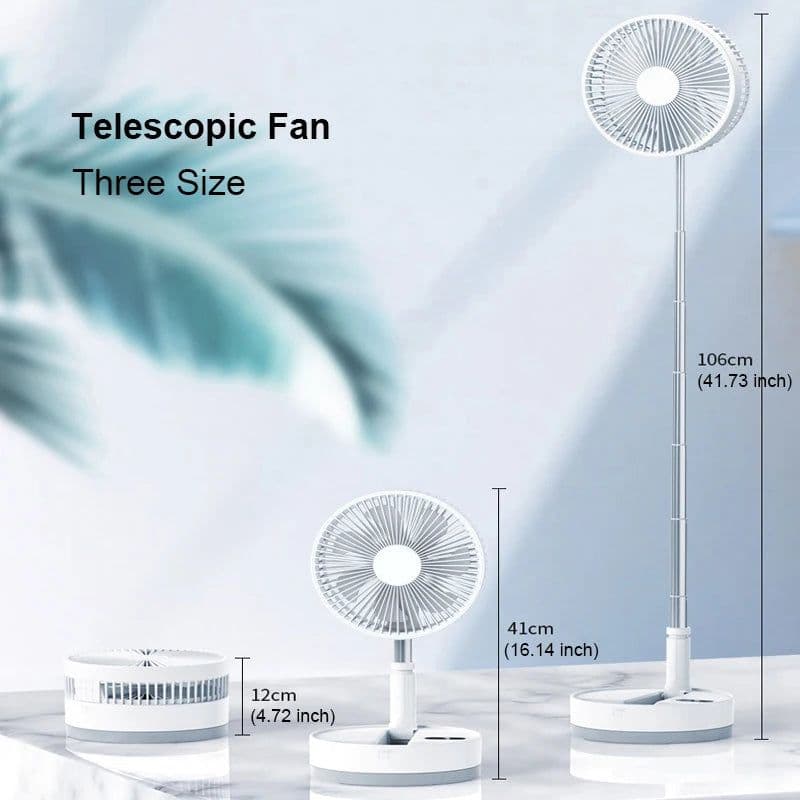 image-P10 10800mAh Folding Portable Fan USB Remote Control Air Cooler Silent Rechargeable Wireless Floor Standing Fan for Camping Desk