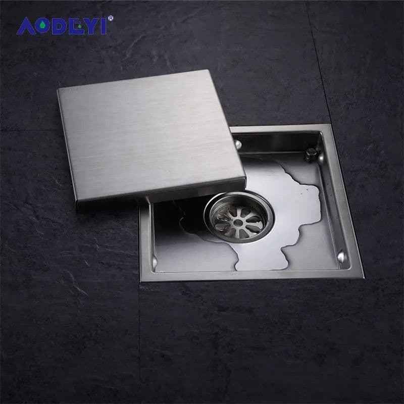 image-AODEYI Tile Insert Square Stainless Steel Floor Drain Waste Grates Bathroom Invisible Shower Drain 110 x 110MM Or 150 x 150MM