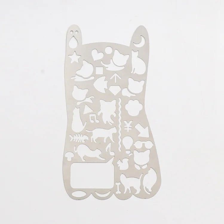 image-Multifunctional stainless steel hollow ruler cat Geometric figure drawing stencils templates metal ruler Diy Tool Diary Template
