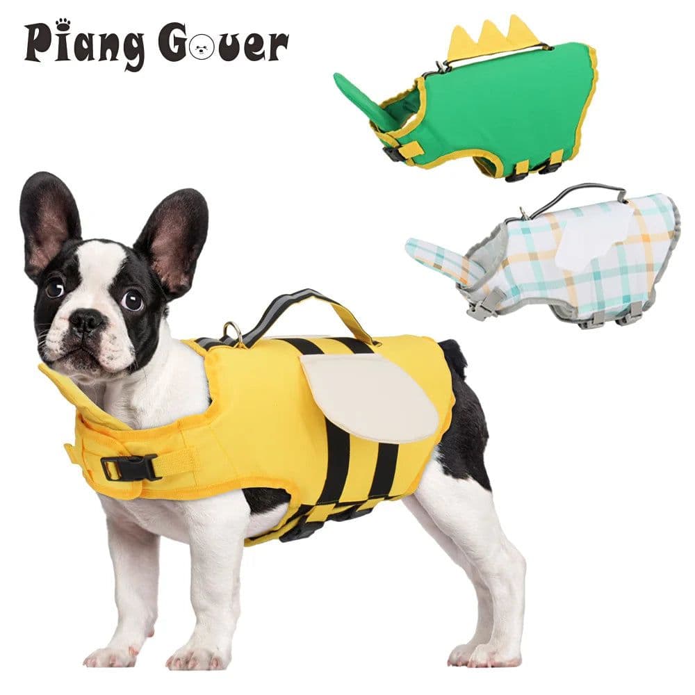 image-Dog Life Jacket Summer Animal Shape Small Bee Medium Small Big Dogs Vest Swimsuit Pet Swim Suit