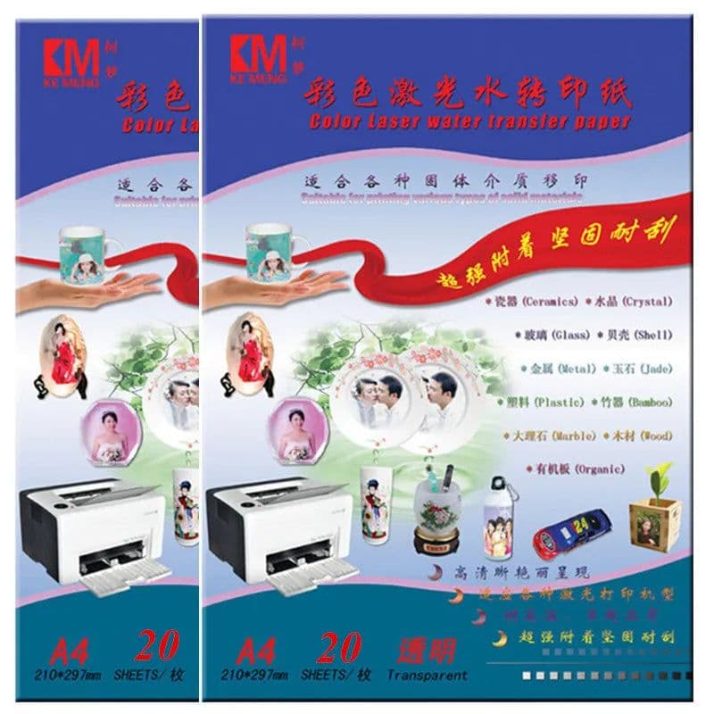 image-Laser Printer Waterslide Decal Paper Transparent/Clear Color No Spray Water Slide Decal Transfer Printing Paper Sheets For Cup