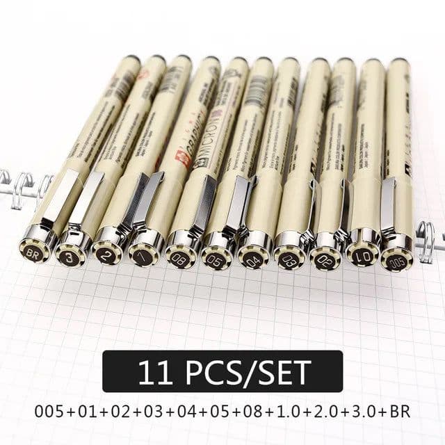 image-7/9/11/12 pcs Sakura Pigma Micron Pen Needle drawing Pen Lot 005 01 02 03 04 05 08 Brush pen Art Markers