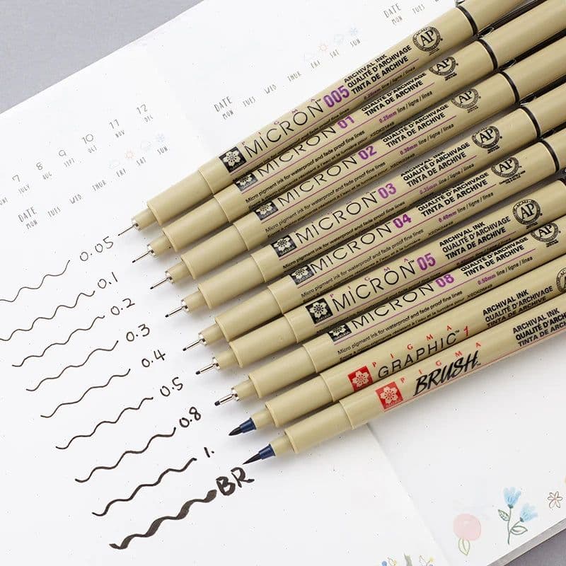 image-7/9/11/12 pcs Sakura Pigma Micron Pen Needle drawing Pen Lot 005 01 02 03 04 05 08 Brush pen Art Markers