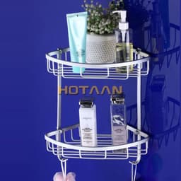 image-., Brand New, Aluminium bathroom accessory, kitchen and bathroom double shelf, Angel Rack, Corner Basket