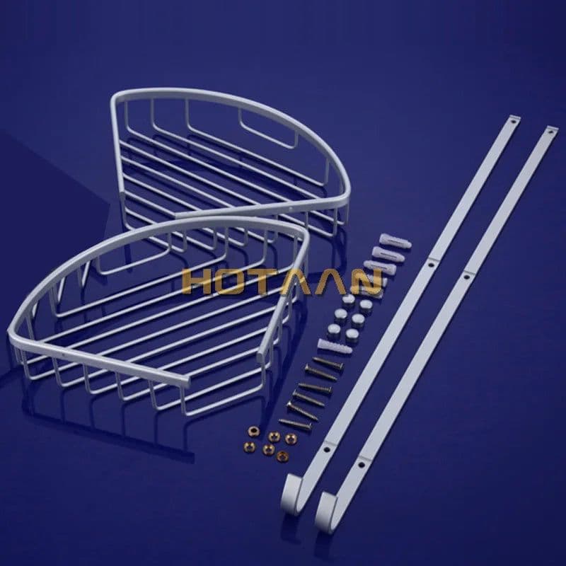 image-., Brand New, Aluminium bathroom accessory, kitchen and bathroom double shelf, Angel Rack, Corner Basket