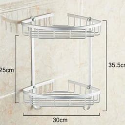 image-., Brand New, Aluminium bathroom accessory, kitchen and bathroom double shelf, Angel Rack, Corner Basket