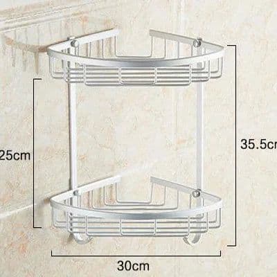 image-., Brand New, Aluminium bathroom accessory, kitchen and bathroom double shelf, Angel Rack, Corner Basket