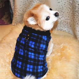 image-Plaid Dog Winter Coat Dog Fleece Jacket Dog Vest Cold Weather Pet Apparel with Leash D-Ring for Small Dogs Cats