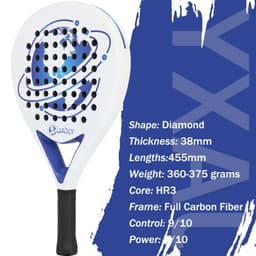 image-Padel Racket Carbon Fiber Surface with Foam Core 360-375g Diamond Shape Padel Paddle Racket