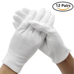 image-6/12Pairs Black Cotton Gloves Soft Moisturizing Overnight Eczema Cloth Gloves Stretch Washable Jewelry Inspection Working Gloves