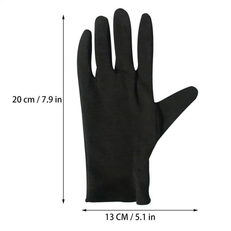 image-6/12Pairs Black Cotton Gloves Soft Moisturizing Overnight Eczema Cloth Gloves Stretch Washable Jewelry Inspection Working Gloves