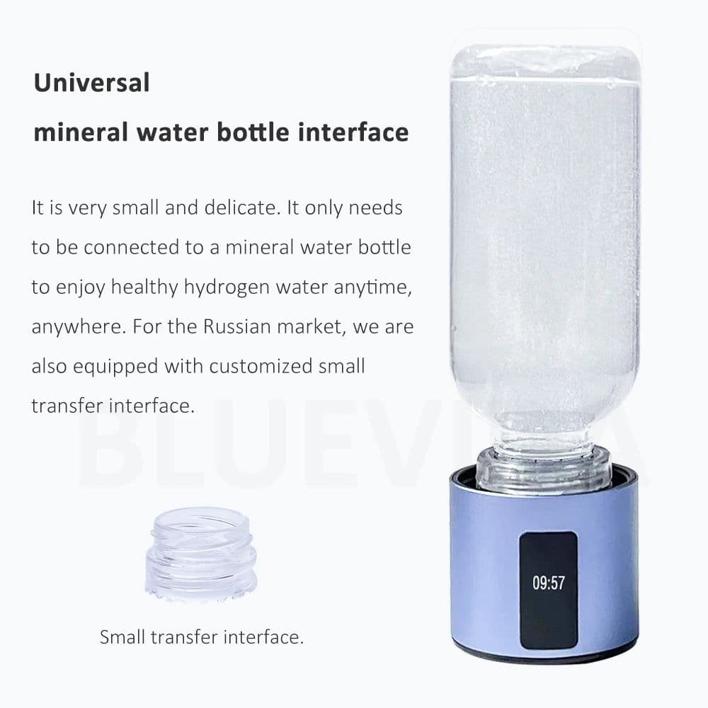 image-BlueVida Max 4500ppb DuPont N117 SPE/PEM Hydrogen Rich Water Bottle Generator Super Antioxidant ORP Can Breath H2 With Nose Kit