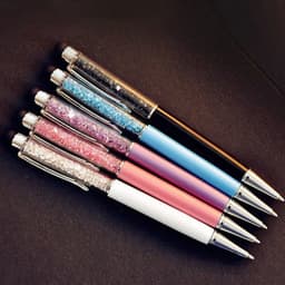 image-5 Pcs/lot Cute Crystal Pen Diamond Ballpoint Pens Stationery Ballpen 2 In 1 Crystal Stylus Pen Touch Pen