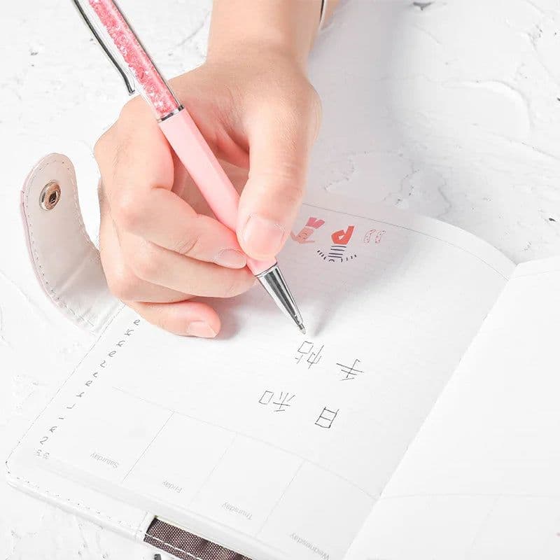 image-5 Pcs/lot Cute Crystal Pen Diamond Ballpoint Pens Stationery Ballpen 2 In 1 Crystal Stylus Pen Touch Pen