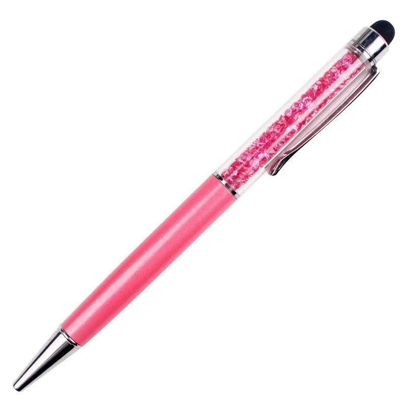 image-5 Pcs/lot Cute Crystal Pen Diamond Ballpoint Pens Stationery Ballpen 2 In 1 Crystal Stylus Pen Touch Pen