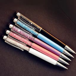 image-5 Pcs/lot Cute Crystal Pen Diamond Ballpoint Pens Stationery Ballpen 2 In 1 Crystal Stylus Pen Touch Pen