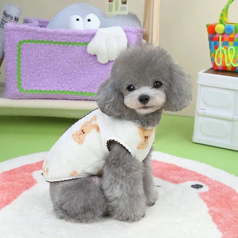 image-Pet Clothes Autumn Winter Medium Small Dog Plush Vest Cute Sweater Warm Velvet Kitten Puppy Sweet Cardigan Chihuahua Yorkshire