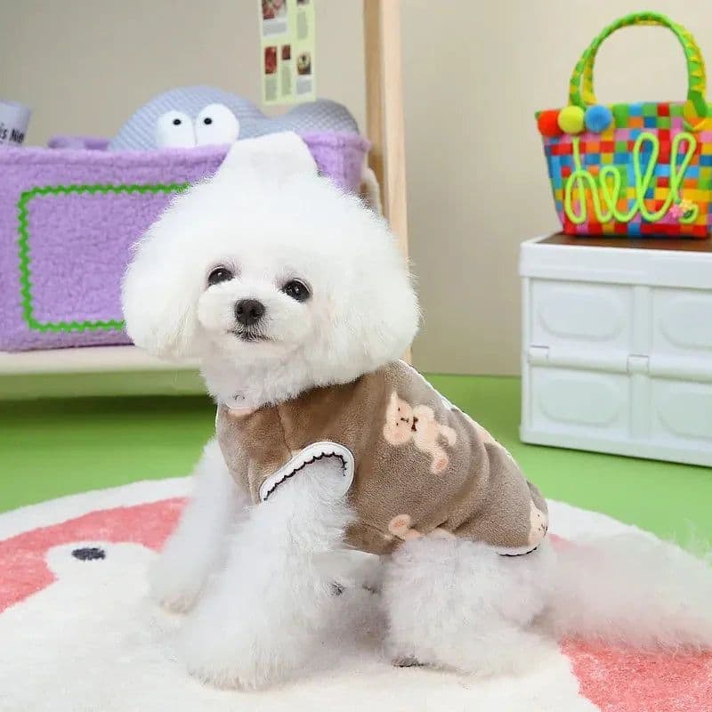 image-Pet Clothes Autumn Winter Medium Small Dog Plush Vest Cute Sweater Warm Velvet Kitten Puppy Sweet Cardigan Chihuahua Yorkshire