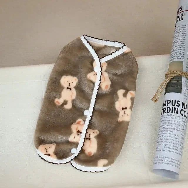 image-Pet Clothes Autumn Winter Medium Small Dog Plush Vest Cute Sweater Warm Velvet Kitten Puppy Sweet Cardigan Chihuahua Yorkshire