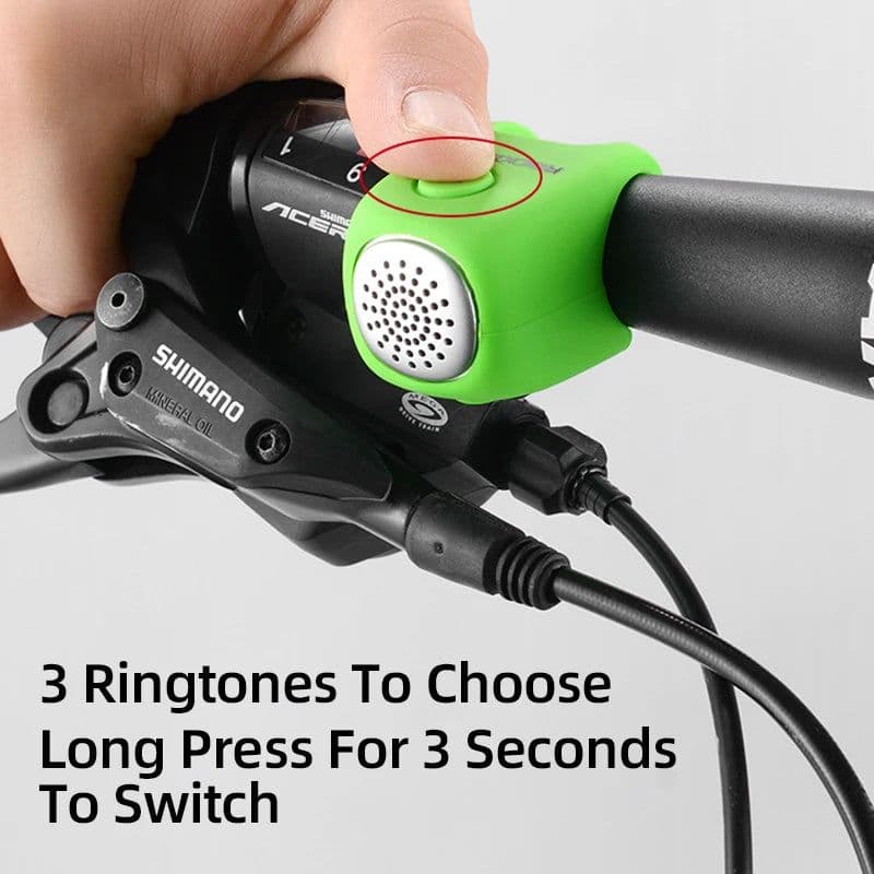 image-ROCKBROS Electric Cycling Bell 90 dB Horn Rainproof MTB Bicycle Handlebar Silica Gel Shell Ring Bike Bell Bicycle Accessories