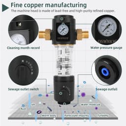 image-OSWNKW-03 Pre Filter Purifier Whole House Spin Down Sediment Water Filter Central Prefilter System Backwash Stainless Steel Mesh
