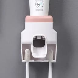 image-Creative Toothbrush Holder Set Toothpaste Dispenser Wall Mount Stand Bathroom Accessories Set Rolling Automatic Squeezer
