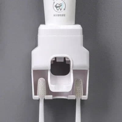 image-Creative Toothbrush Holder Set Toothpaste Dispenser Wall Mount Stand Bathroom Accessories Set Rolling Automatic Squeezer