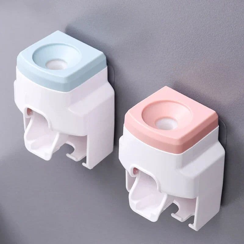 image-Creative Toothbrush Holder Set Toothpaste Dispenser Wall Mount Stand Bathroom Accessories Set Rolling Automatic Squeezer