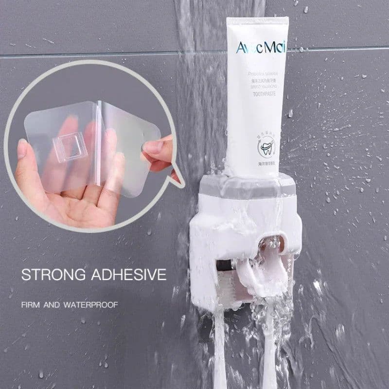 image-Creative Toothbrush Holder Set Toothpaste Dispenser Wall Mount Stand Bathroom Accessories Set Rolling Automatic Squeezer