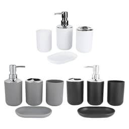 image-4pcs ABS Plastic Bathroom Accessories Set Toothbrush Cup Toothbrush Holder Soap Dish Countertop Decor for Home Hotel