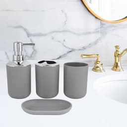 image-4pcs ABS Plastic Bathroom Accessories Set Toothbrush Cup Toothbrush Holder Soap Dish Countertop Decor for Home Hotel