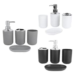 image-4pcs ABS Plastic Bathroom Accessories Set Toothbrush Cup Toothbrush Holder Soap Dish Countertop Decor for Home Hotel