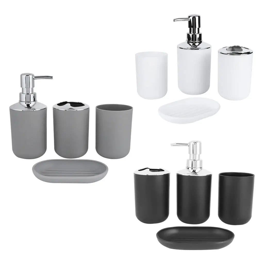image-4pcs ABS Plastic Bathroom Accessories Set Toothbrush Cup Toothbrush Holder Soap Dish Countertop Decor for Home Hotel