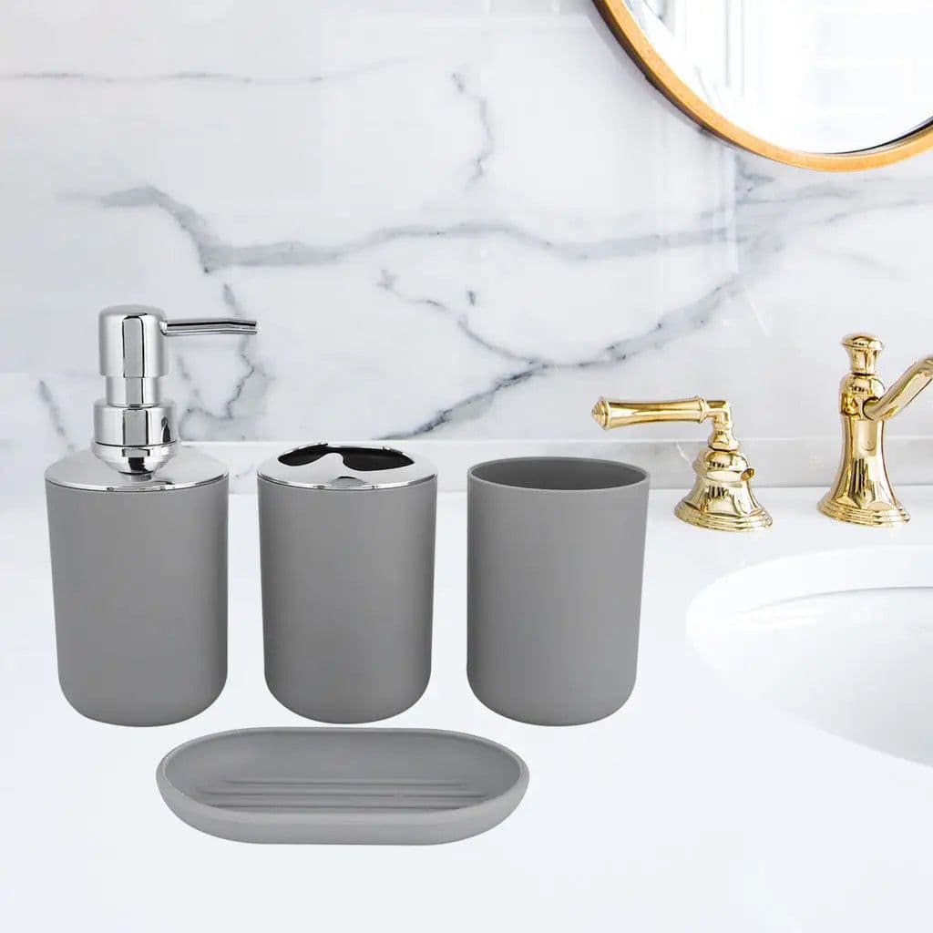 image-4pcs ABS Plastic Bathroom Accessories Set Toothbrush Cup Toothbrush Holder Soap Dish Countertop Decor for Home Hotel