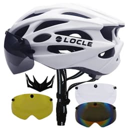 image-LOCLE Magnetic Goggles Cycling Helmet Men Women Bicycle Helmet Lenses MTB Bike Helmet Road Mountain Helmet Removable Sunvisor