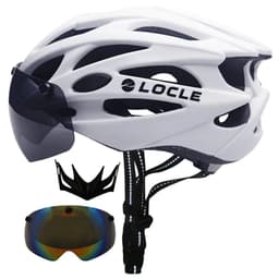 image-LOCLE Magnetic Goggles Cycling Helmet Men Women Bicycle Helmet Lenses MTB Bike Helmet Road Mountain Helmet Removable Sunvisor