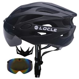 image-LOCLE Magnetic Goggles Cycling Helmet Men Women Bicycle Helmet Lenses MTB Bike Helmet Road Mountain Helmet Removable Sunvisor