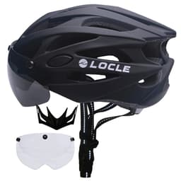 image-LOCLE Magnetic Goggles Cycling Helmet Men Women Bicycle Helmet Lenses MTB Bike Helmet Road Mountain Helmet Removable Sunvisor