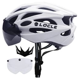 image-LOCLE Magnetic Goggles Cycling Helmet Men Women Bicycle Helmet Lenses MTB Bike Helmet Road Mountain Helmet Removable Sunvisor